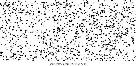 Small uneven spots and particles of debris. Abstract vector texture. Distressed uneven background. Grunge texture overlay with fine grains isolated on white background. Vector illustration. EPS10.