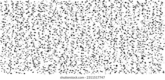 Small uneven spots and particles of debris. Abstract vector texture. Distressed uneven background. Grunge texture overlay with fine grains isolated on white background. Vector illustration. EPS10.