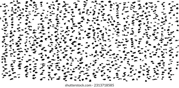 Small uneven spots and particles of debris. Abstract vector texture. Distressed uneven background. Grunge texture overlay with fine grains isolated on white background. Vector illustration. EPS10.