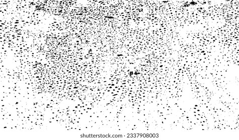 Small uneven spots and particles of debris. Abstract vector texture.  Distressed uneven background. Grunge texture overlay with fine grains isolated on white background. Vector illustration. EPS10.