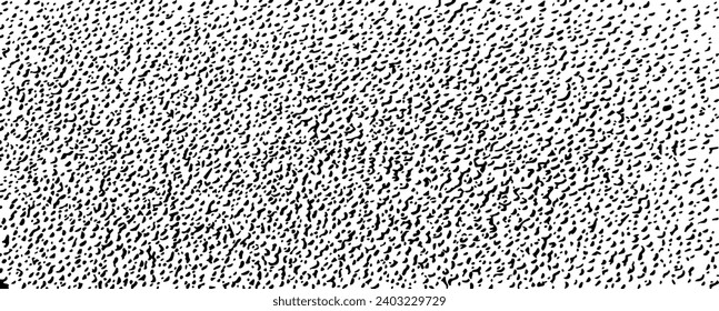 Small uneven spots and particles of debris. Abstract vector texture.  Distressed uneven background. Grunge texture overlay with fine grains isolated on white background. Vector illustration. EPS10.