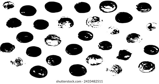 Small uneven spots and particles of debris. Abstract vector texture.  Distressed uneven background. Grunge texture overlay with fine grains isolated on white background. Vector illustration. EPS10.