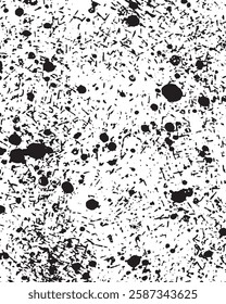 Small uneven spots and particles of debris. Abstract vector texture. Distressed uneven background. Grunge texture overlay with fine grains isolated on white background