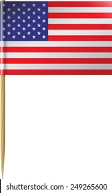 Small United States Flag on a toothpick.