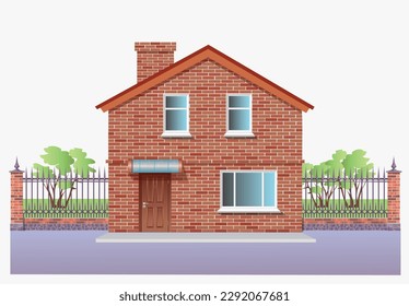 Small urban brick house on a white background vector illustration svg