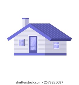 A small urban or countryside cottage on an isolated background. Vector illustration in a flat style