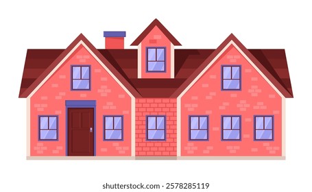 A small urban or countryside cottage on an isolated background. Vector illustration in a flat style