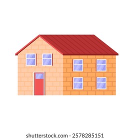 A small urban or countryside cottage on an isolated background. Vector illustration in a flat style