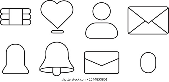 Small User Interface Line Icons Editable Stroke. web icon set, business card icon concept, website icon vector symbol. Contact Us Glyph and Line Icons. Editable Stroke. Pixel Perfect.