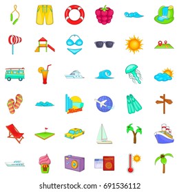 Small vacation icons set. Cartoon style of 36 small vacation vector icons for web isolated on white background