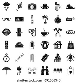 Small vacation icons set. Simple style of 36 small vacation vector icons for web isolated on white background