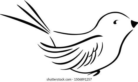 Small Vector Bird Sitting Illustration