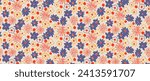 Small vector flowers daisy seamless pattern. Natural wallpaper, floral decoration illustration. Hand drawn elements. Children's drawing. Print for a dress or swimsuit