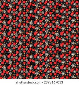Small vector flowers daisy seamless pattern. Natural wallpaper, floral decoration illustration. Hand drawn elements. Children's drawing. Print for a dress or swimsuit