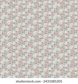 Small vector flowers daisy seamless pattern. Natural wallpaper, floral decoration illustration. Hand drawn elements. Children's drawing. Print for a dress or swimsuit