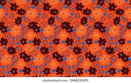 Kleine Vektorgrafik Blumen Gänseblümchen nahtlose Muster. Natürlicher Bildschirmhintergrund, Blumendekoration Illustration. Handgezeichnete Elemente. Kinderzeichnung. Druck für ein Kleid oder Badeanzug