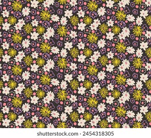 Pequeño Vector flores margarita patrón sin fisuras. Fondo de pantalla natural, ilustración de decoración floral. Elementos dibujados a mano. Dibujo para niños. Imprimir para un vestido o traje de baño