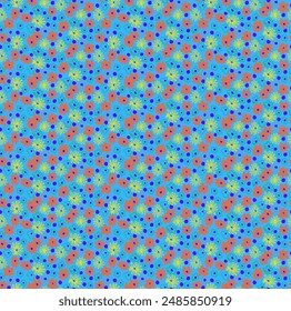 Small vector flowers daisy seamless pattern. Natural wallpaper, floral decoration illustration. Hand drawn elements. Children's drawing. Print for a dress or swimsuit