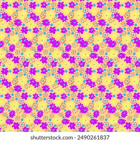 Small vector flowers daisy seamless pattern. Natural wallpaper, floral decoration illustration. Hand drawn elements. Children's drawing. Print for a dress or swimsuit