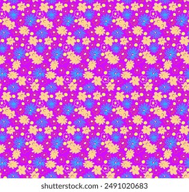 Small vector flowers daisy seamless pattern. Natural wallpaper, floral decoration illustration. Hand drawn elements. Children's drawing. Print for a dress or swimsuit