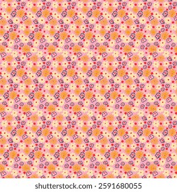 Small vector flowers daisy seamless pattern. Natural wallpaper, floral decoration illustration. Hand drawn elements. Children's drawing. Print for a dress or swimsuit