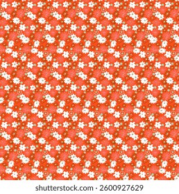 Small vector flowers daisy seamless pattern. Natural wallpaper, floral decoration illustration. Hand drawn elements. Children's drawing. Print for a dress or swimsuit