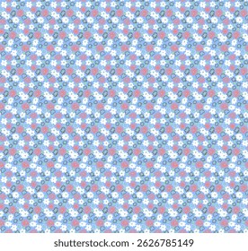 Pequeno vetor flores daisy padrão sem emenda. Papel de parede natural, decoração floral ilustração. Elementos desenhados à mão. Desenho infantil. Impressão para um vestido ou maiô