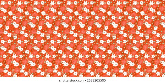 Pequeno vetor flores daisy padrão sem emenda. Papel de parede natural, decoração floral ilustração. Elementos desenhados à mão. Desenho infantil. Impressão para um vestido ou maiô