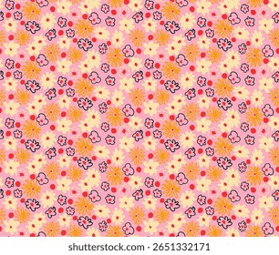 Kleine Vektorblumen Gänseblümchen nahtloses Muster. Natürliche Tapete, Blumendekoration Illustration. Handgezeichnete Elemente. Kinderzeichnung. Print für ein Kleid oder Badeanzug
