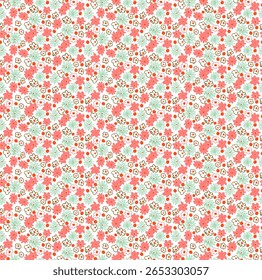 Small vector flowers daisy seamless pattern. Natural wallpaper, floral decoration illustration. Hand drawn elements. Children's drawing. Print for a dress or swimsuit