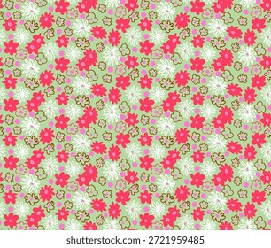 Pequeño patrón sin fisuras de flores de Vector. Fondo de pantalla natural, ilustración de decoración floral. Elementos dibujados a mano. Dibujo infantil. Imprimir para un vestido o traje de baño