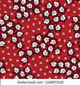 small vector flowers on red background