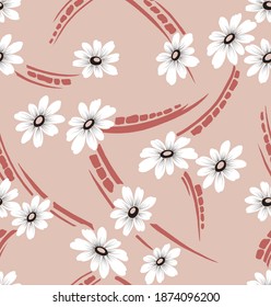 small vector flowers pattern brown background