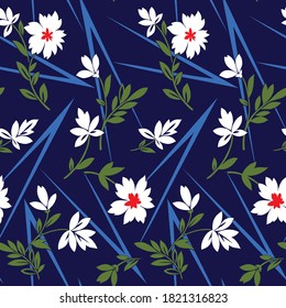 small vector flowers pattern on navy background