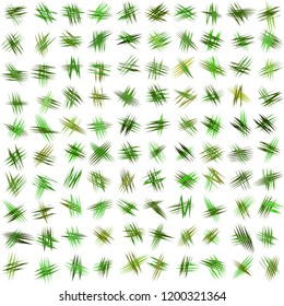 A lot of small vector pictures of lines, grass and plants on white background. A seamless geometrical pattern.