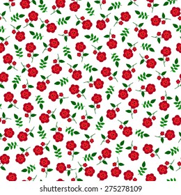 small vector red flowers seamless pattern. flowers background.