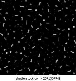 Small Vector Spot Confetti. Seamless Random Fun. Black Pattern Cute Circle. White Drop Round Dot. Retro Curve Background. Abstract Vintage Blob. Carnaval Ink Dot Concept. Gray Flying Explosion Frame
