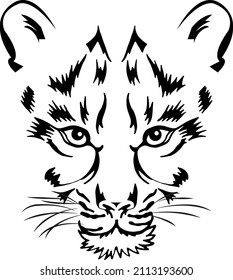 Small vector tiger on transparent background