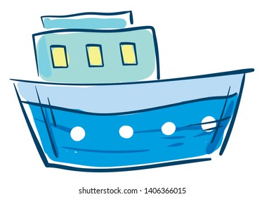It a small vessel in which people can travel over water. It is propelled by sails, oars or engine., vector, color drawing or illustration. 