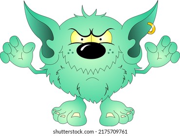 pequeño monstruo vicioso con orejas grandes