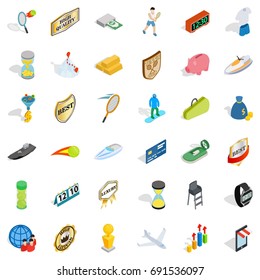 Small victory icons set. Isometric style of 36 small victory vector icons for web isolated on white background