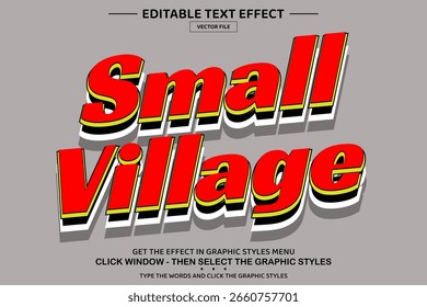 Small village 3D editable text effect template