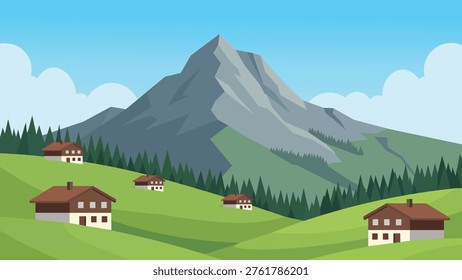 Small Village Resting Under Stone Giants Design