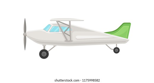 Small vintage plane, light aircraft vector Illustration on a white background