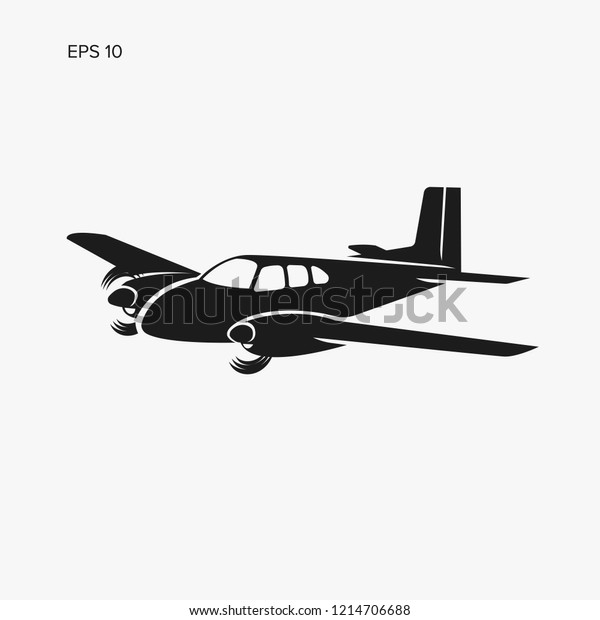Small\
vintage plane vector illustration. Twin engine propelled aircraft.\
Vector illustration. Icon. Turboprop private\
plane