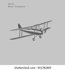 Small vintage retro biplane. Piston engine aircraft