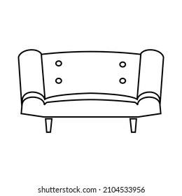 Kleines Vintage-Sofa Outline Vektorgrafik.