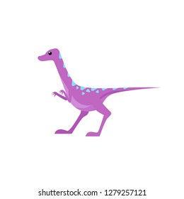 Small violet dinosaur illustration. Creature, colored, animal. Nature concept. Vector illustration can be used for topics like history, school, kid books