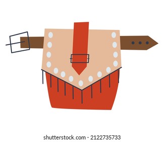 Small waist bag. Vintage style leather with fringes and studs.
Flat vector illustration. EPS10