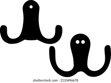 Small wall hooks for clothes. Vector image.